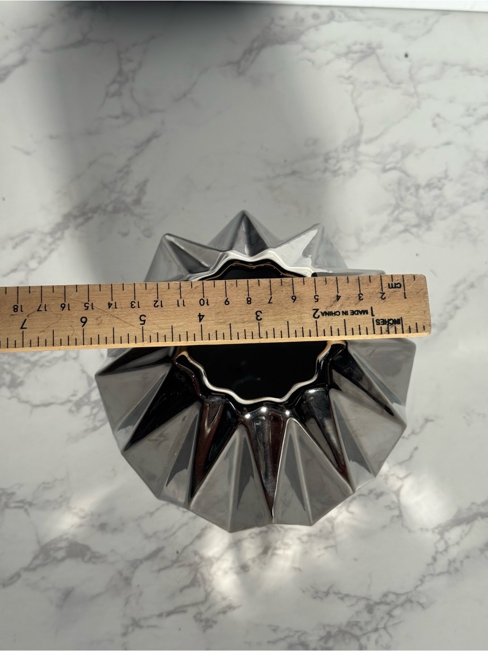 CB2 Black and Silver Faceted Ceramic Vase - Picture 5 of 5